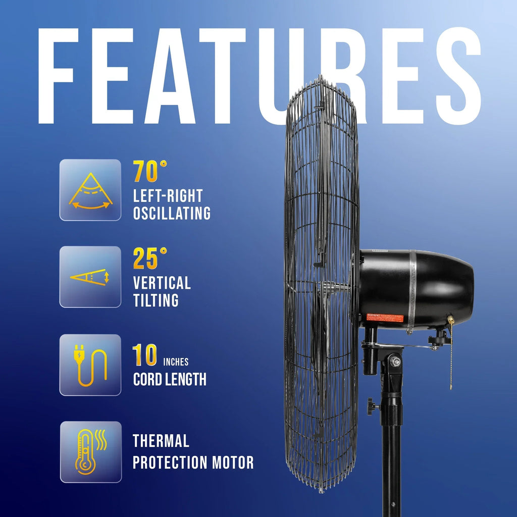 2026 NewTornado - 20 Inch High Velocity Metal Oscillating Pedestal Fan - Commercial, Industrial Use Water-Resistant