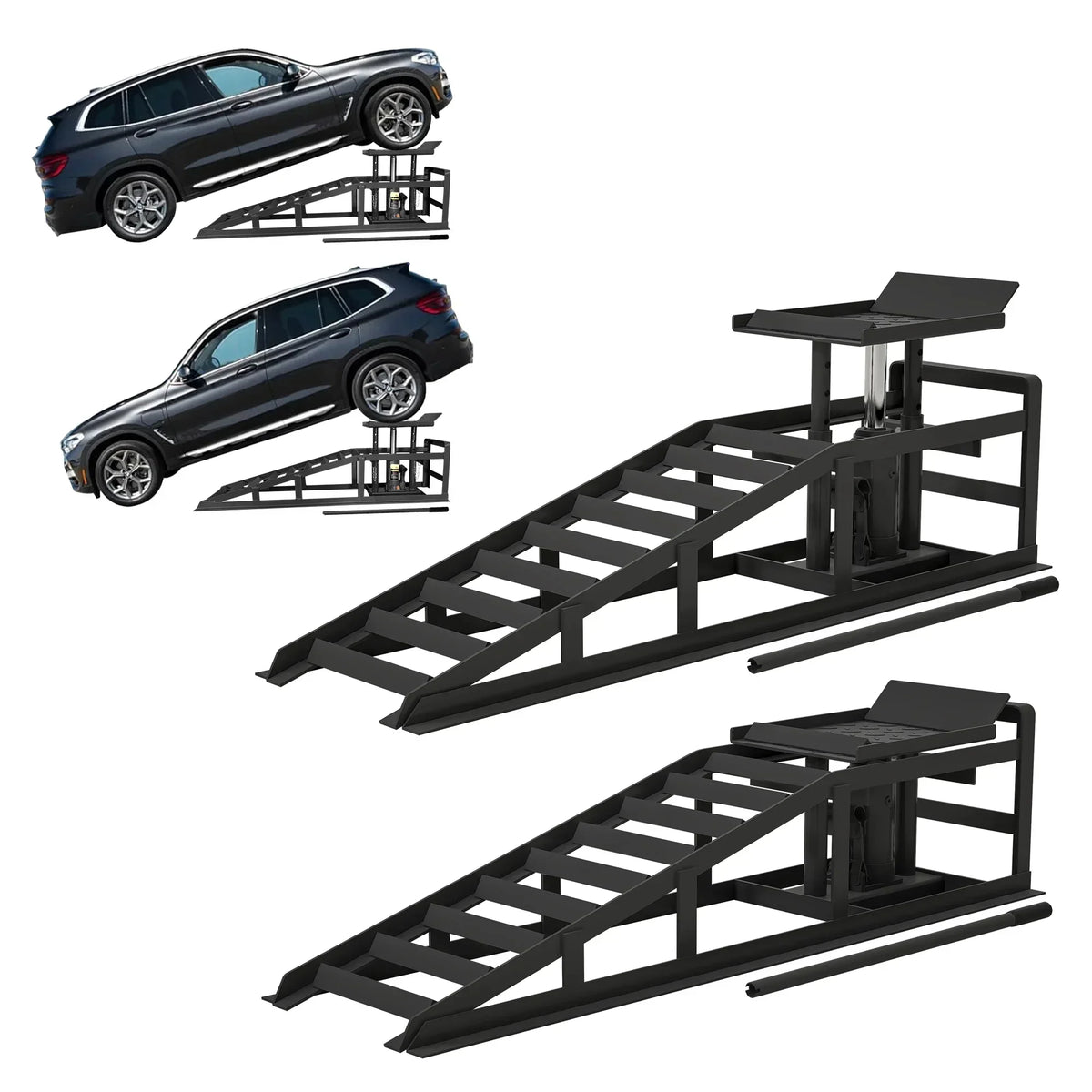 2026 NewRiedhoff Hydraulic Car Ramps 2 Pack, 11000 LBS Max, Lift Height 9.48" to 16.21", Heavy Duty, Black