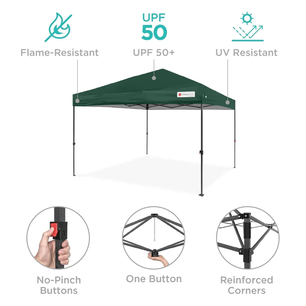 2026 NewBest Choice Products 12x12ft Easy Setup Pop Up Canopy w/ 1-Button Setup, Wheeled Case, 4 Weight Bags - Navy Blue