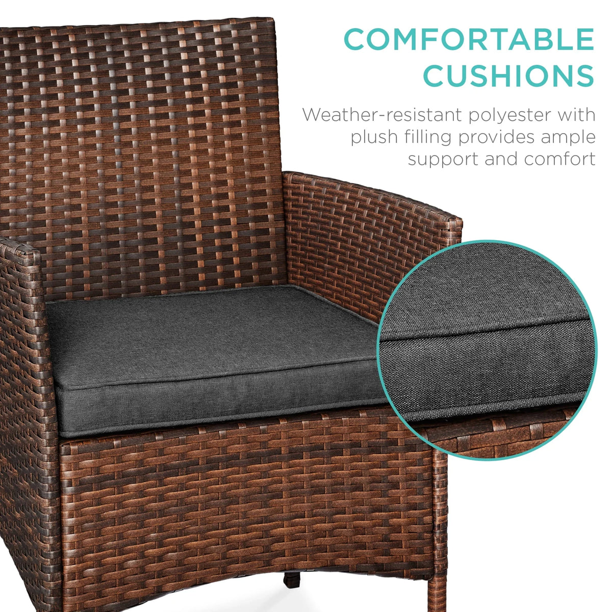 2026 NewBest Choice Products 3-Piece Outdoor Wicker Conversation Patio Bistro Set, w/ 2 Chairs, Table - Gray/Navy