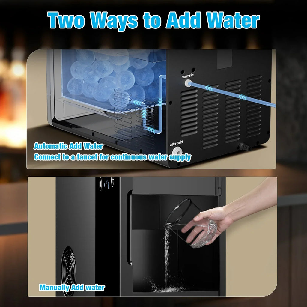 2026 NewTABU 40Lbs/24H Countertop Ice Maker Machine,3 in 1 Ice Maker with Water Dispenser,Crushed Ice,Black