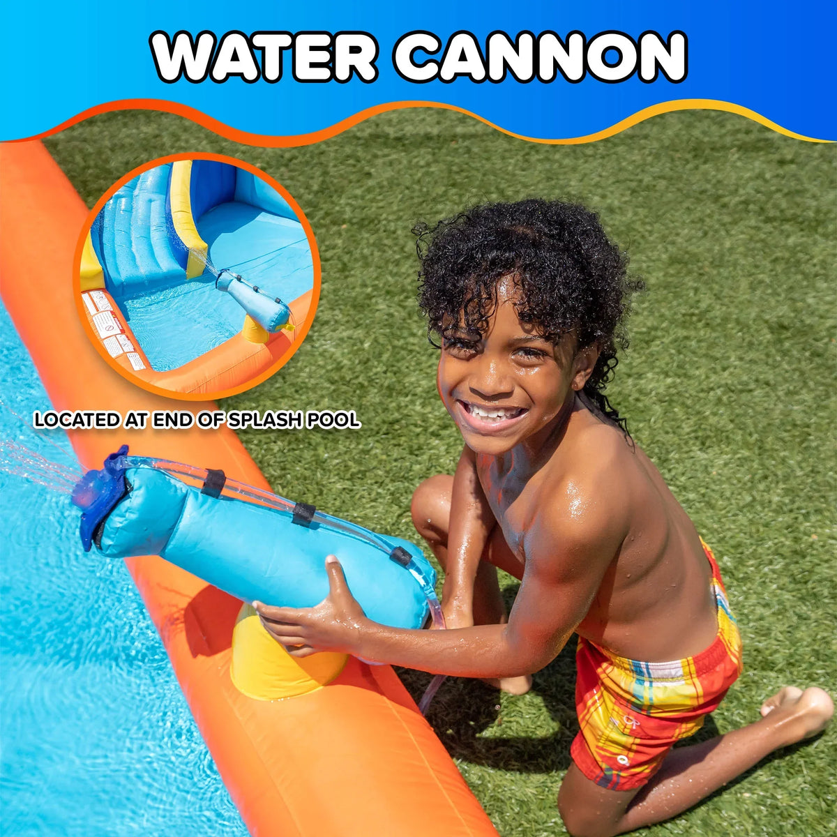 2026 NewSportspower�?Big Wave II Inflatable Water Slide with Climbing Wall & Splash Pool, Ages 3-8, Heavy Duty, ASTM Certified, Lifetime Warranty on Included Blower
