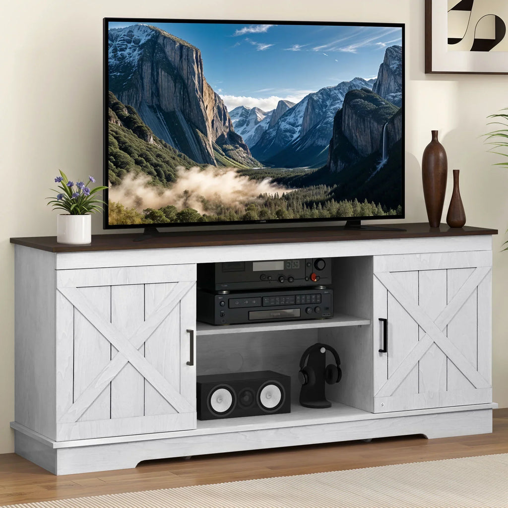 2026 NewDextrus Farmhouse TV Stand for 65 inch TV, Entertainment Center for Living Room, TV Media Console Cabinet, Grey Wash