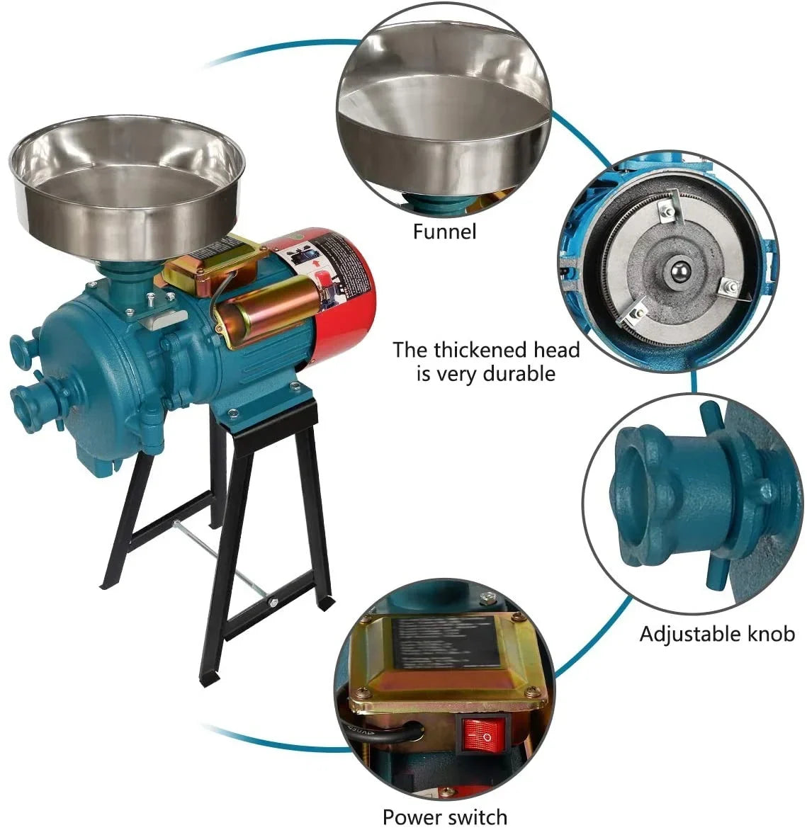 2026 NewNAIZEA 3000W Electric Grain Mill, 110V Corn Grinder, Heavy Duty Commercial Feed Mill, Wet Dry Cereals Grinder