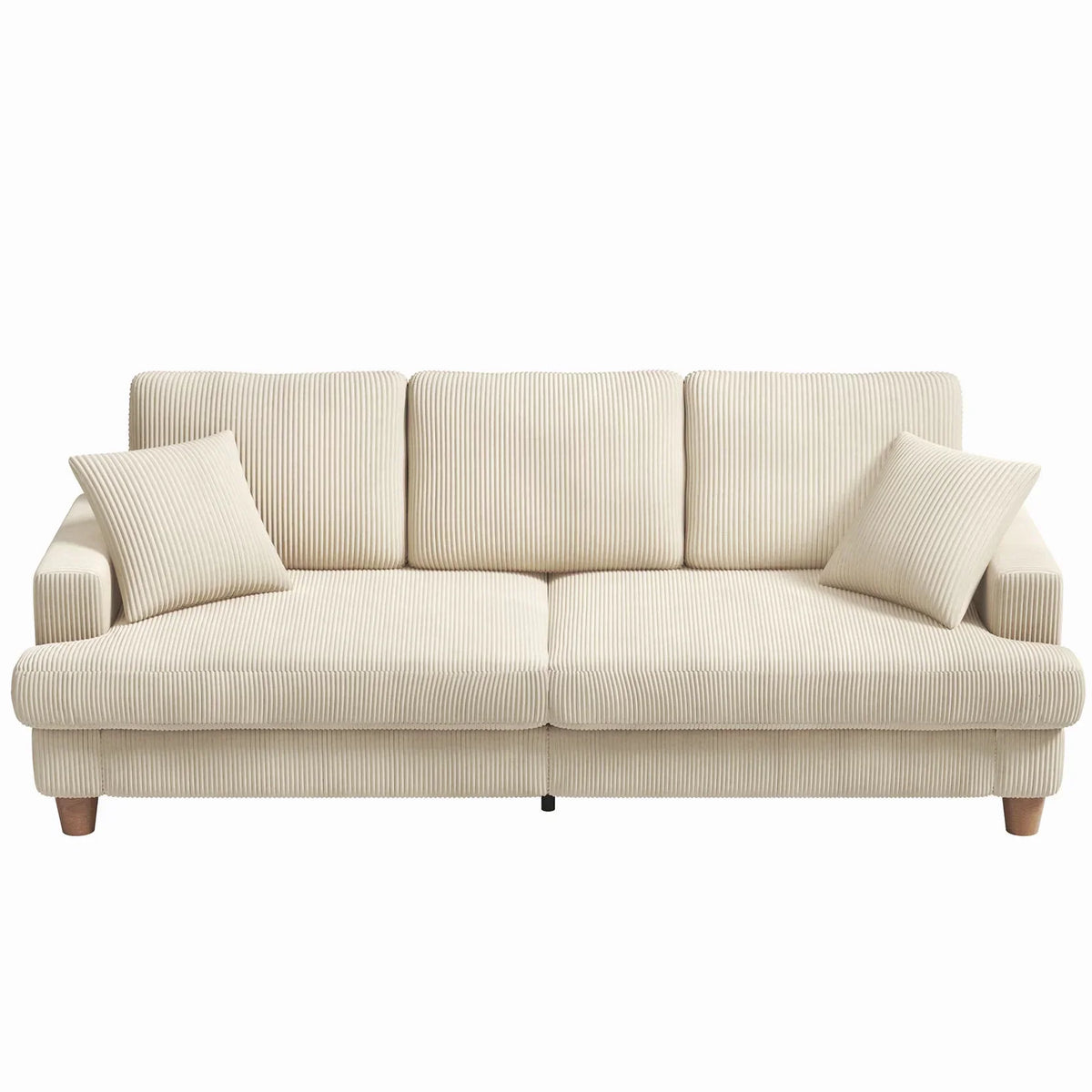 2026 New87" Corduroy Sofa,3 Seater Sofa with Extra Deep Seats,Neche Comfy Upholstered Couch for Living Room,2 Pillows,Green