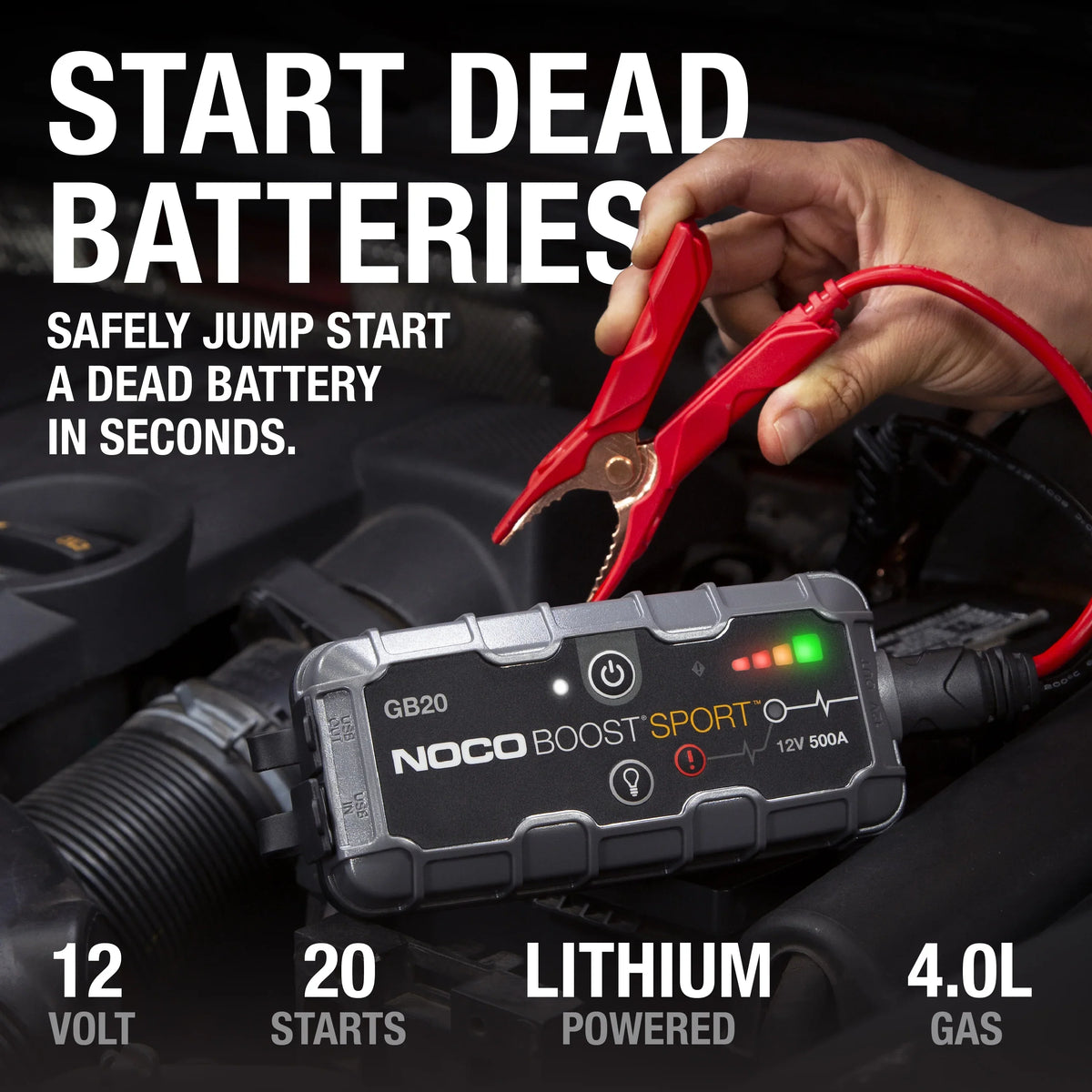 2026 NewNOCO Boost GB20: 500A 12V UltraSafe Portable Lithium Jump Starter