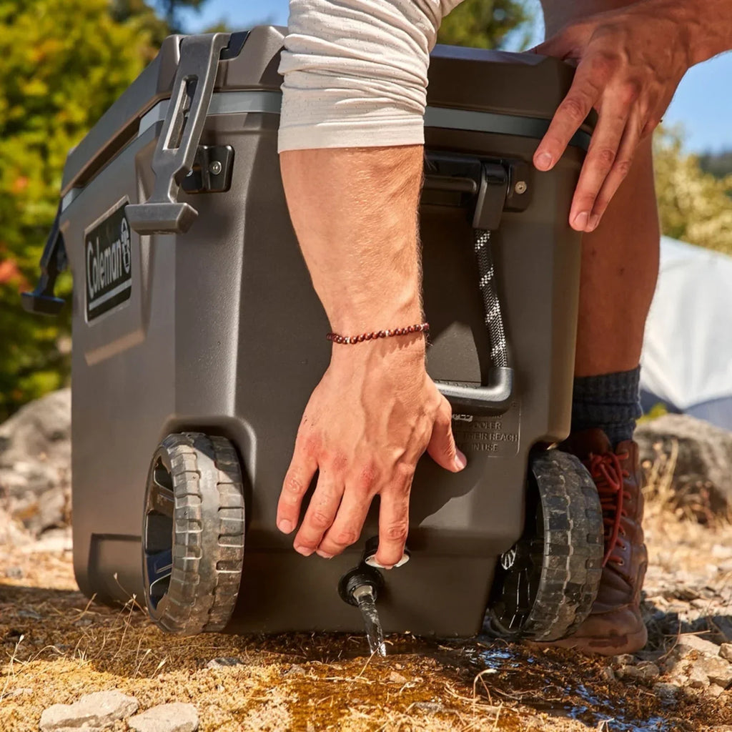 2026 NewColeman Convoy Series 65-Quart Hard Cooler with Wheels, up to 48 Cans, Brown Walnut Color