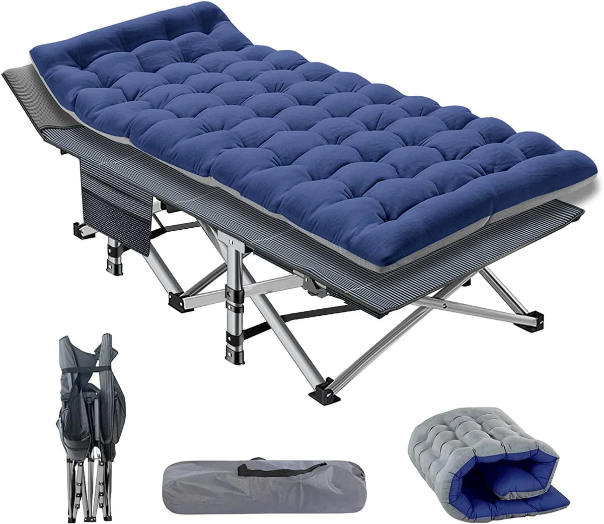 2026 NewABORON Portable Camping Cot with Mattress & Carry Bag, 75''x28'' Folding Sleeping Cots, Folding Bed Cot for Adults & Kids