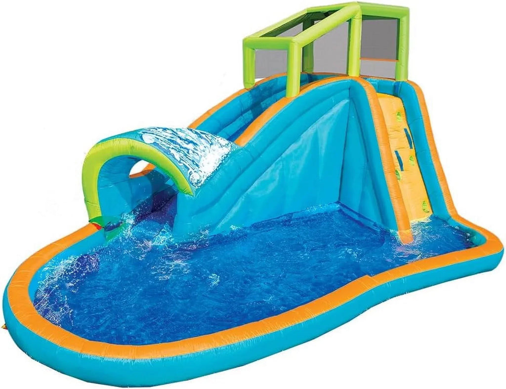 2026 NewBanzai Inflatable Water Slide - Huge Kids Pool (14 Feet Long by 8 Feet High) with Built in Sprinkler Wave and Water Wall- Heavy Duty Summer Outdoor Fun