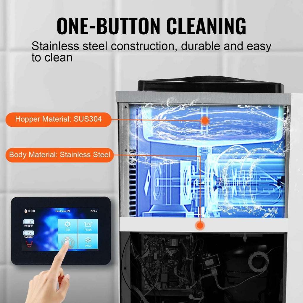 2026 NewKFFKFF Commercial Ice Cream Machine 2.7-4gal/10-15L/H 4L Hopper Single Flavor Countertop Soft Serve Ice Cream Maker Auto Clean Pre-Cooling