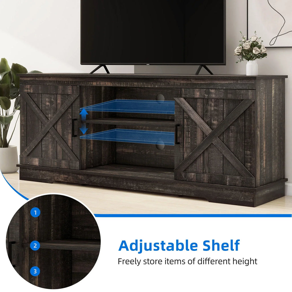2026 NewDextrus Farmhouse TV Stand for 65 inch TV, Entertainment Center for Living Room, TV Media Console Cabinet, Grey Wash