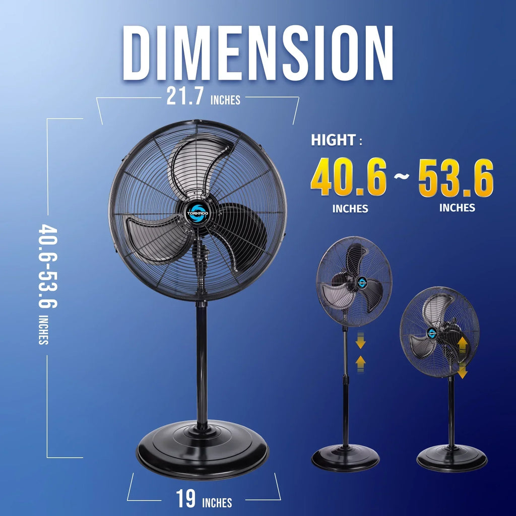 2026 NewTornado - 20 Inch High Velocity Metal Oscillating Pedestal Fan - Commercial, Industrial Use Water-Resistant