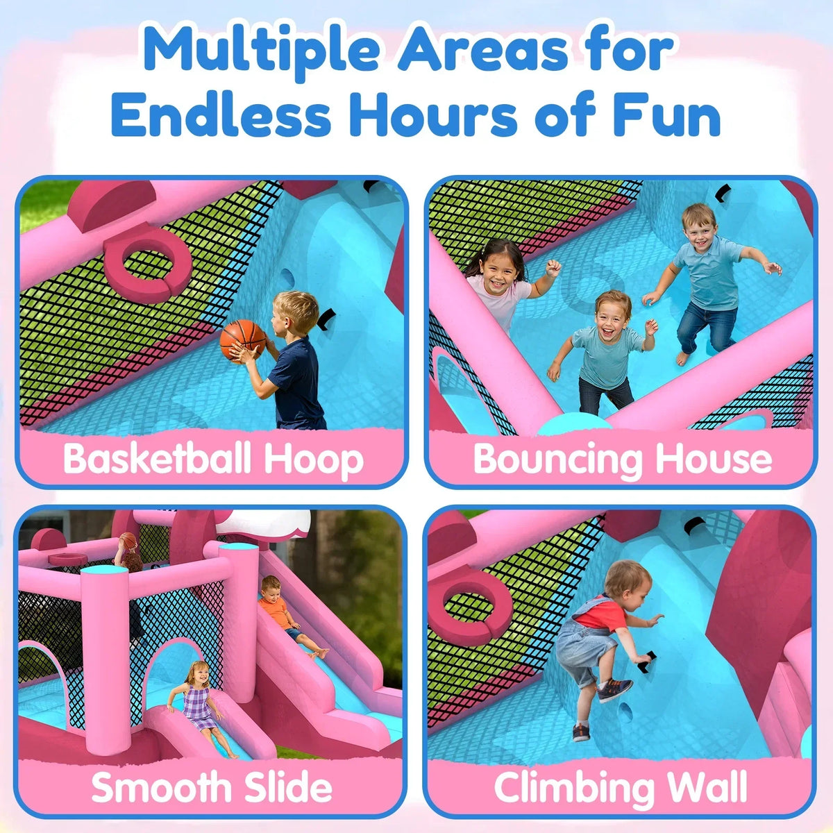 2026 NewMukidy 114''x 114'' x 92.5'' Inflatable Bounce Houses for Kids 3-10 with Blower Double Slide and Ball Pit/Indoor Bouncy House, PVC, Child, Teen, Toddler"Blue
