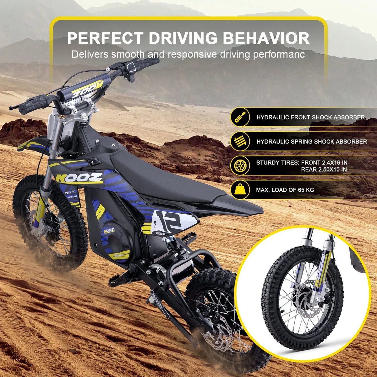 2026 NewMotoTec 36v 1000w (HP112E) Electric Dirt Bike Blue