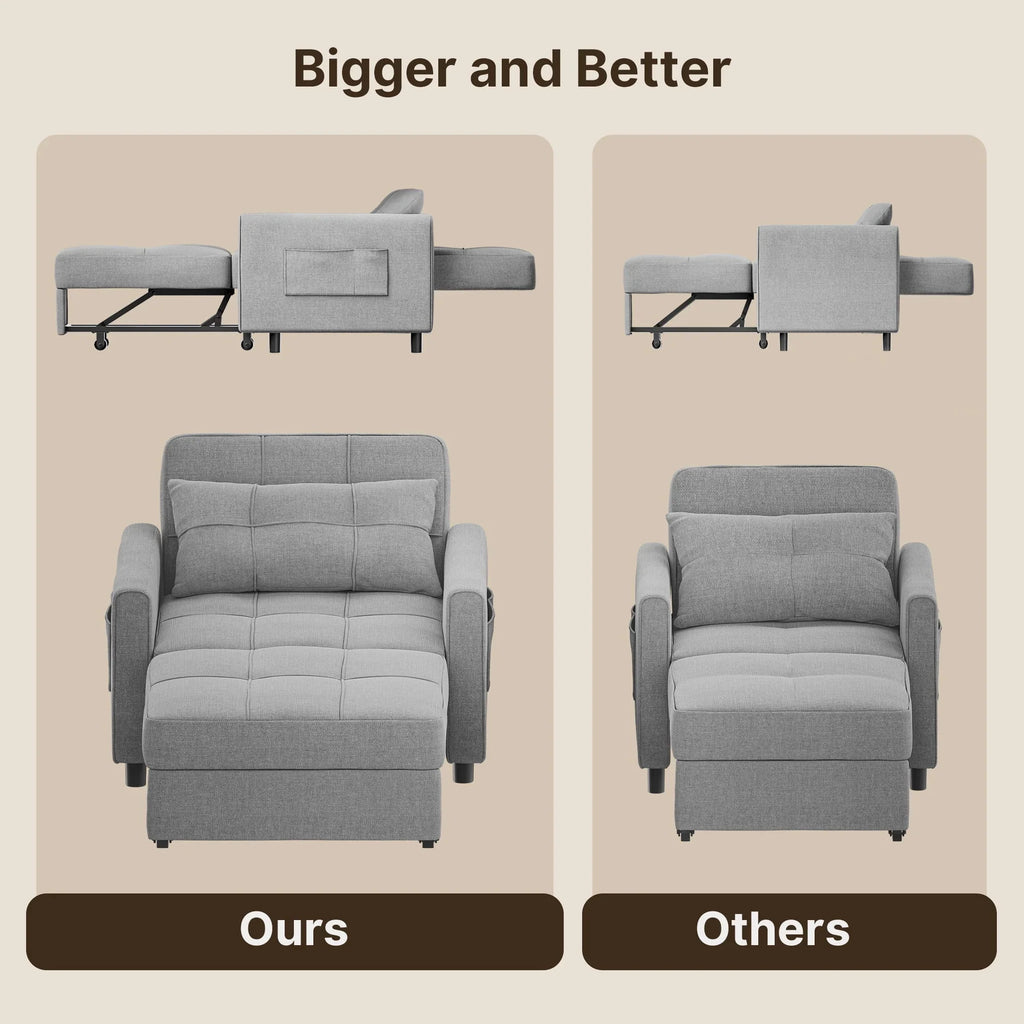 2026 New3 in 1 Convertible Sofa Bed Chair for Living Room, Aiho Sleeper Sofa Bed for Living Room, Dark Gray