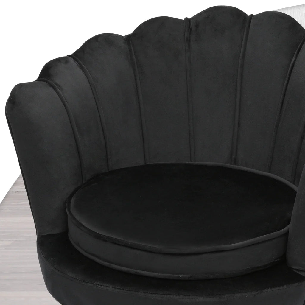 2026 NewMoNiBloom Set of 2 Velvet Tufted Accent Chair with Pillow and Stool, Upholstered Modern Single Sofa Side Chair with Padded Seat and Golden Metal Legs, Living Room Armchair, Black