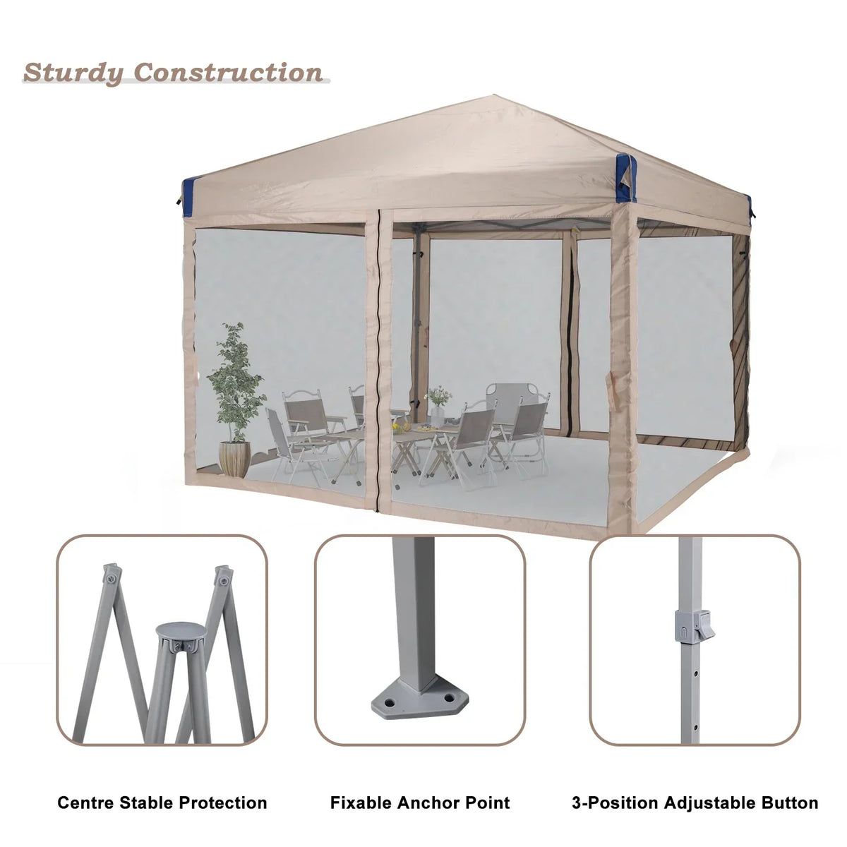 2026 NewAoodor 12'x12' Pop Up Canopy with Removable Mesh Sidewalls, Outdoor Portable Instant Shelter Tent-Black