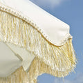 2026 NewLAGarden 6 Ft Fringe Patio Umbrella with Tassel Jazz Age Wood UPF50+ for Outdoor, Beige with gold tassel,Model: JZ6-01
