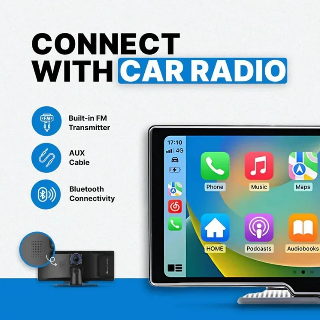 2026 NewCar Tablet Pro Max 2025 Model, 10.26" HD Touch Carplay & Android Auto Screen, 4K Dash Cam Dual Camera with Voice Control, Mirror Link, Bluetooth, GPS Navigation, 1080p Backup Camera 64/128G