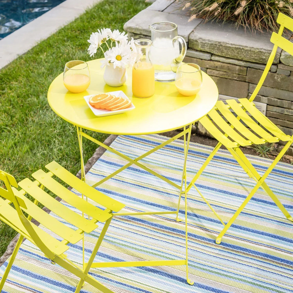 2026 NewAlin 3 Piece Relaxing Outdoor Furniture Set �?2 Handy Chairs With a Round Table - Yellow