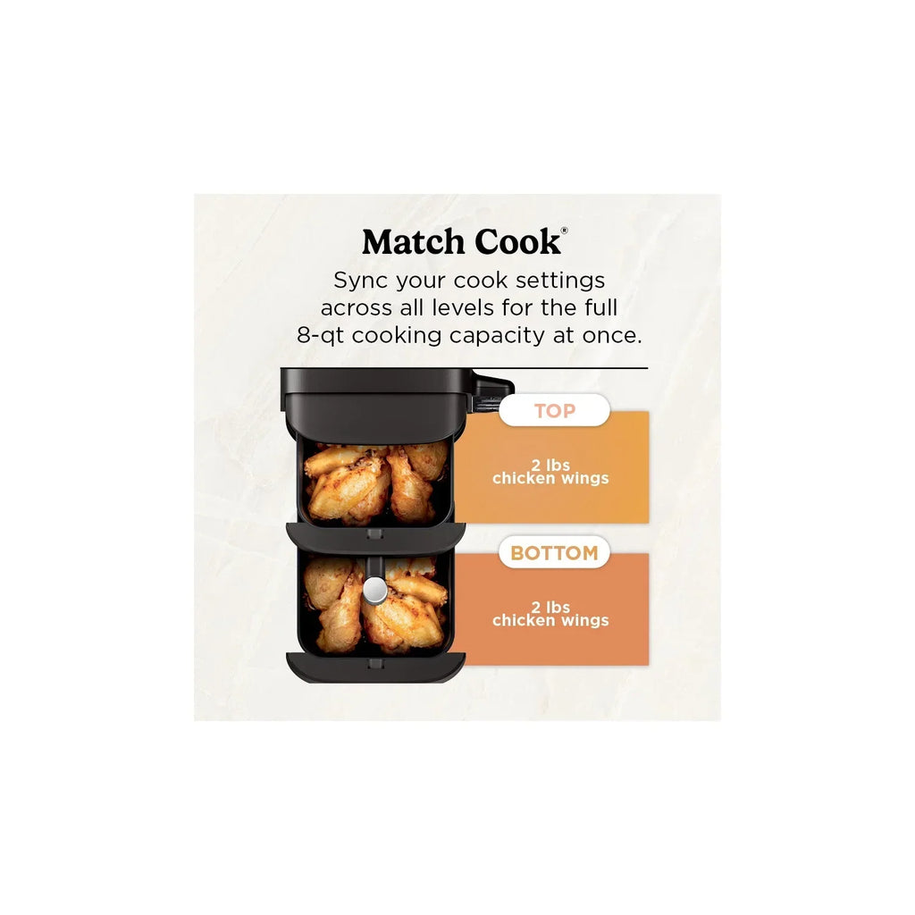 2026 NewNinja DoubleStack XL 2-Basket Air Fryer, DoubleStack Technology Cooks 4 Foods at Once, Space Saving Design, 10 QT, 4-in-1, Smart Finish & Match Cook, SL400