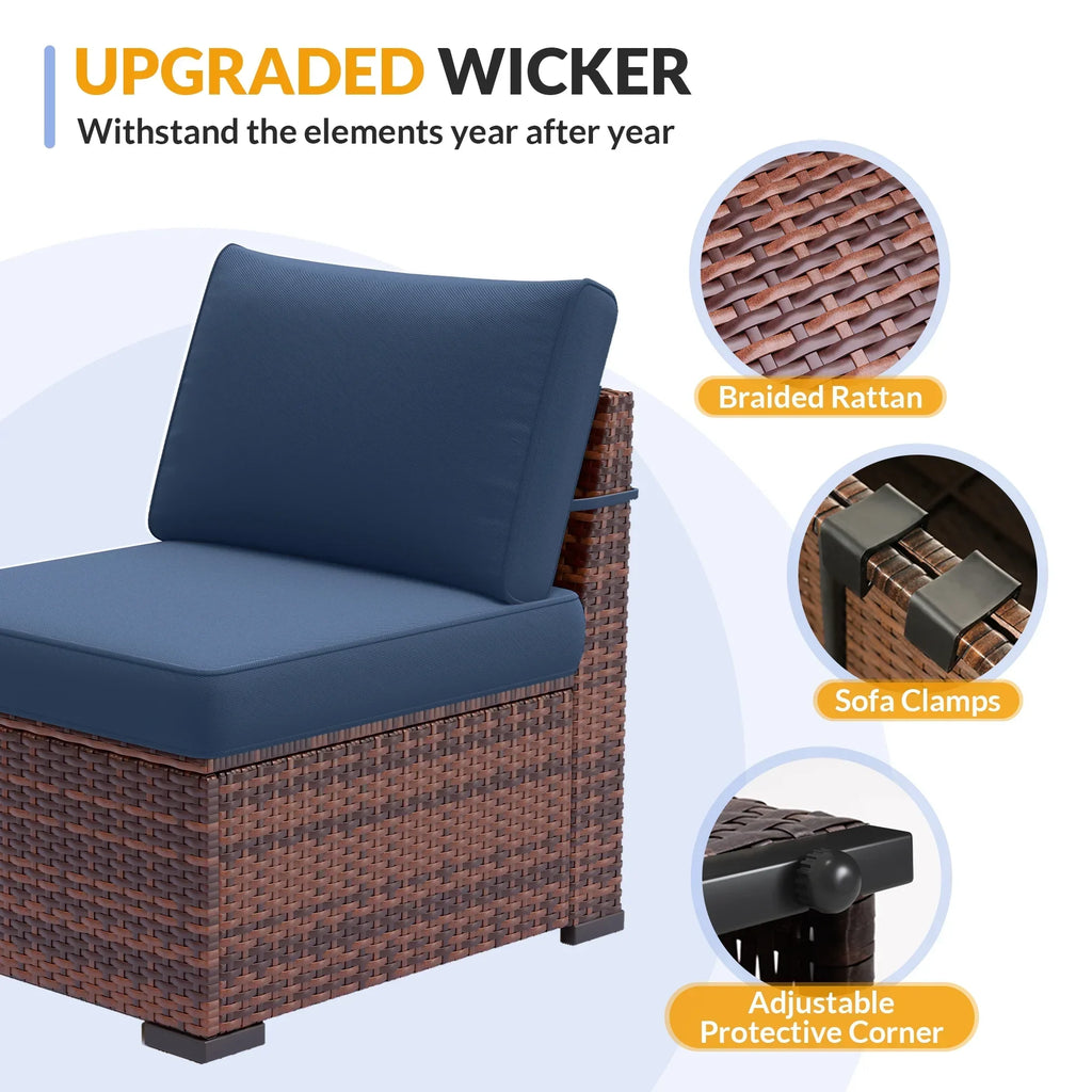 2026 NewELPOSUN 7 Pieces Patio Furniture Set, Outdoor Furniture Sectional Rattan Sofa for Backyard Garden Dark Grey
