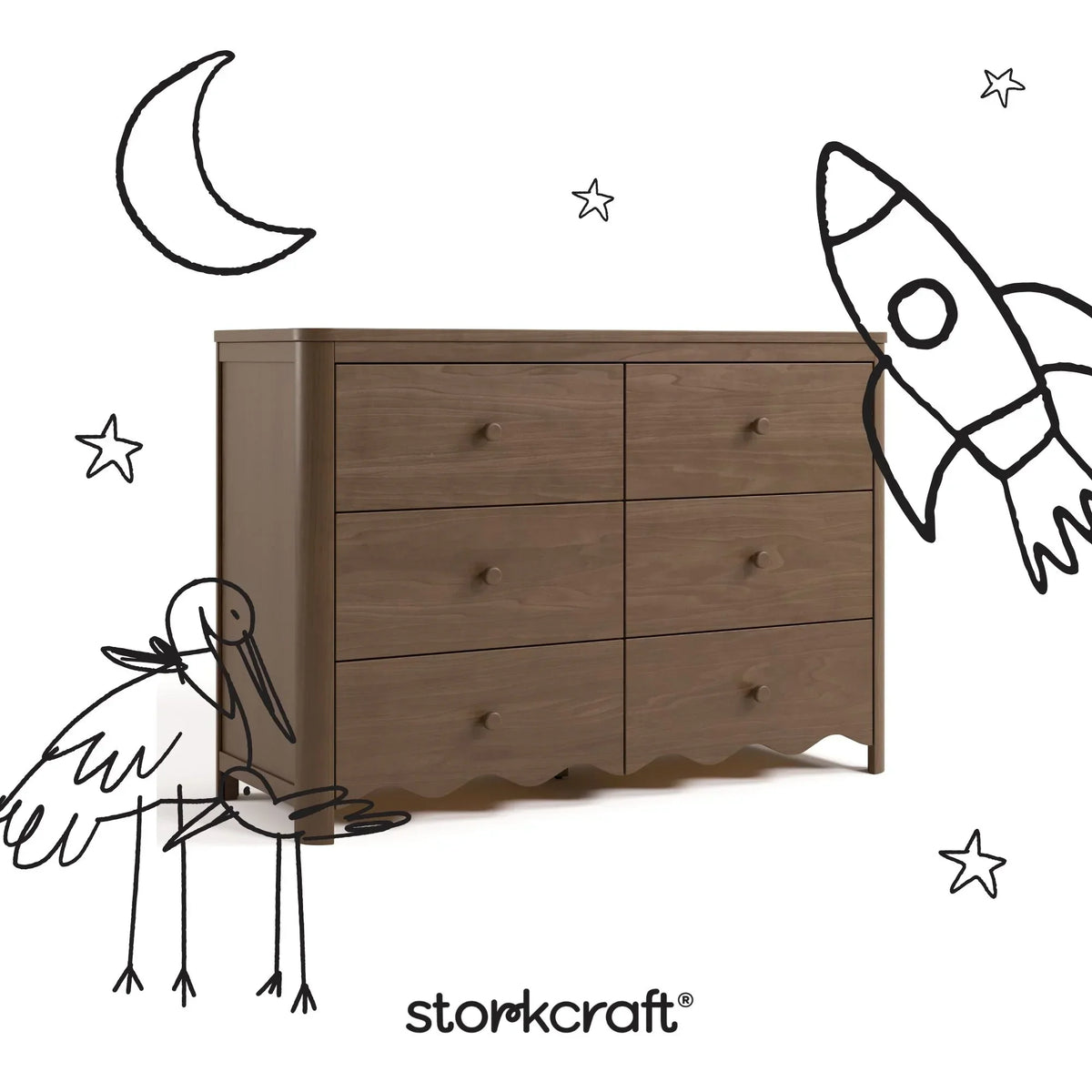 2026 NewStorkcraft Casablanca 6 Drawer Nursery Dresser, Sage