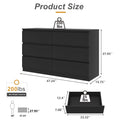 2026 NewKadyn Modern 6 Drawer Dresser Wood Cabinet,Dresser for Bedroom, Kitchen Storage Cabinet with Drawers, Chest of Drawers(Black)