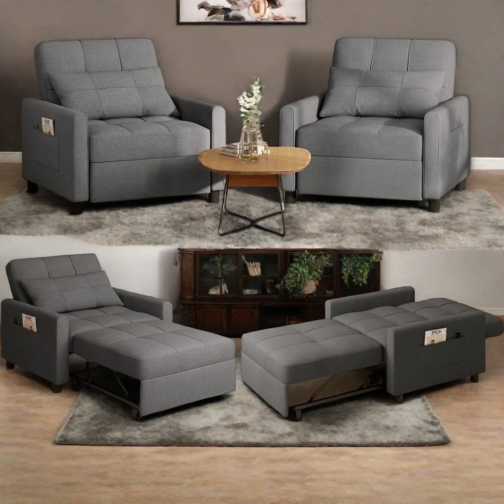 2026 NewSofa Bed, Lofka 3-in-1 Convertible Sleeper Sofa with Storage, Adjustable Backrest & Pull Out Function - Sleeper Chair for Small Space, Apartment, Dark Grey