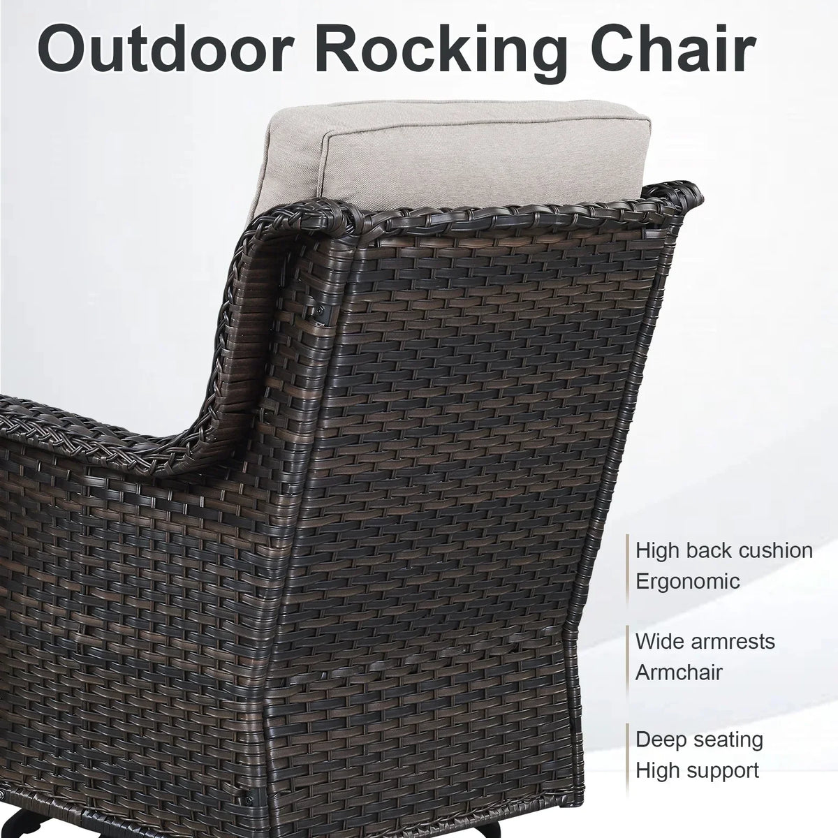 2026 NewPOCASSY Patio Swivel Chairs, Outdoor Wicker Swivel Glider Rocking Chairs with High Back and Thick Cushions for Porch Deck - Set of 2, Beige