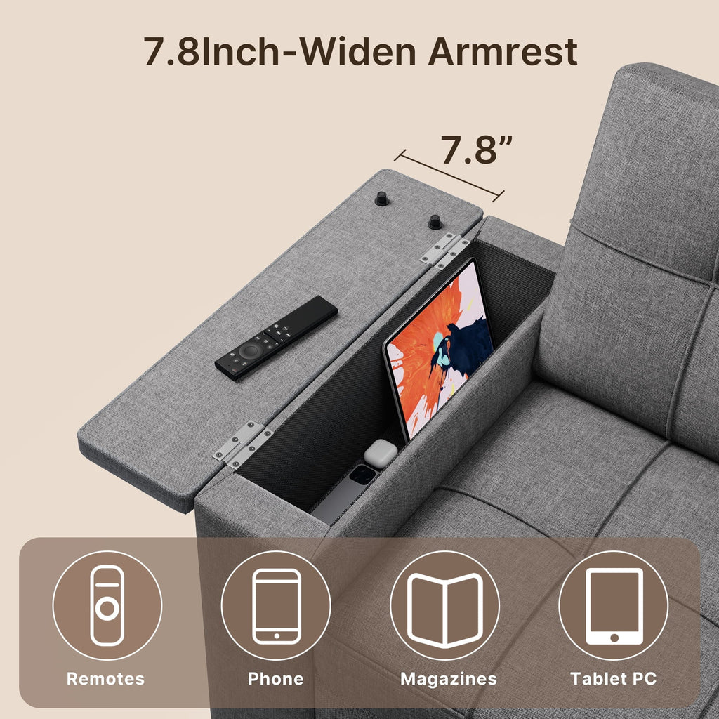 2026 NewSofa Bed, Lofka 3-in-1 Convertible Sleeper Sofa with Storage, Adjustable Backrest & Pull Out Function - Sleeper Chair for Small Space, Apartment, Dark Grey