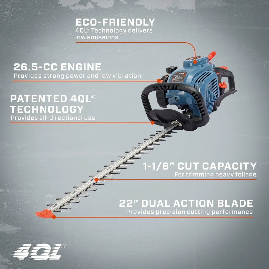 2026 NewSENIX 26.5 cc 4 Cycle Gas Powered Hedge Trimmer, Dual Action Blades, HT4QL-L