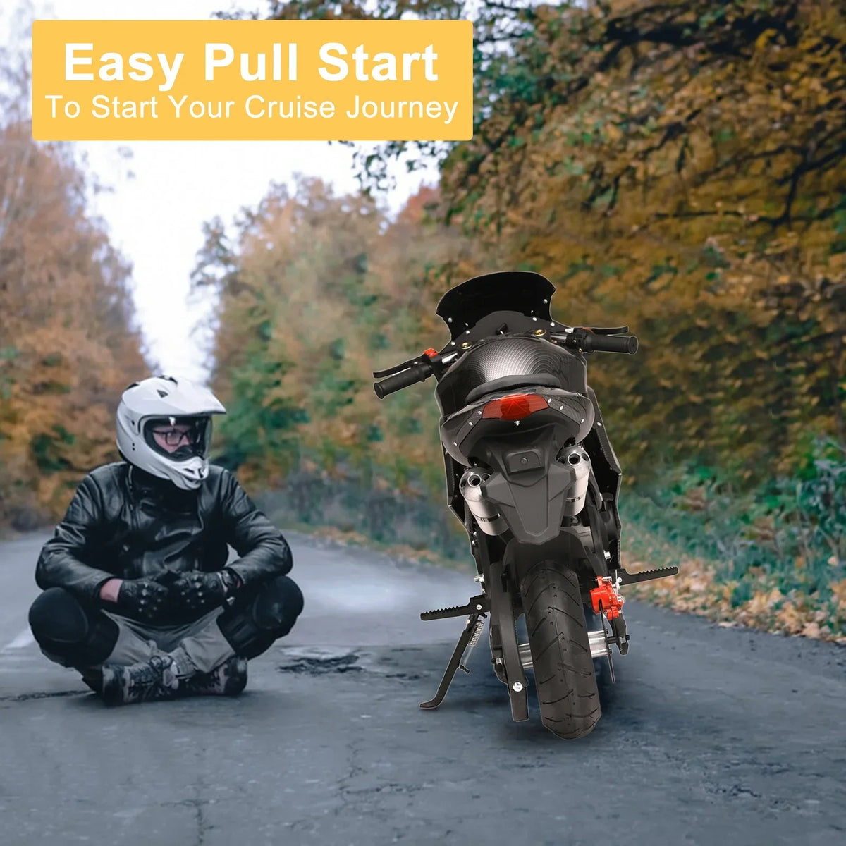 2026 NewAQQW 49cc Gas Mini Motorcycle for Adults & Kids, 4-Stroke Mini Bikes, Gas Mini Dirt Bikes Ride on Toys, Max Load 441Lbs, Best Gifts for Kids