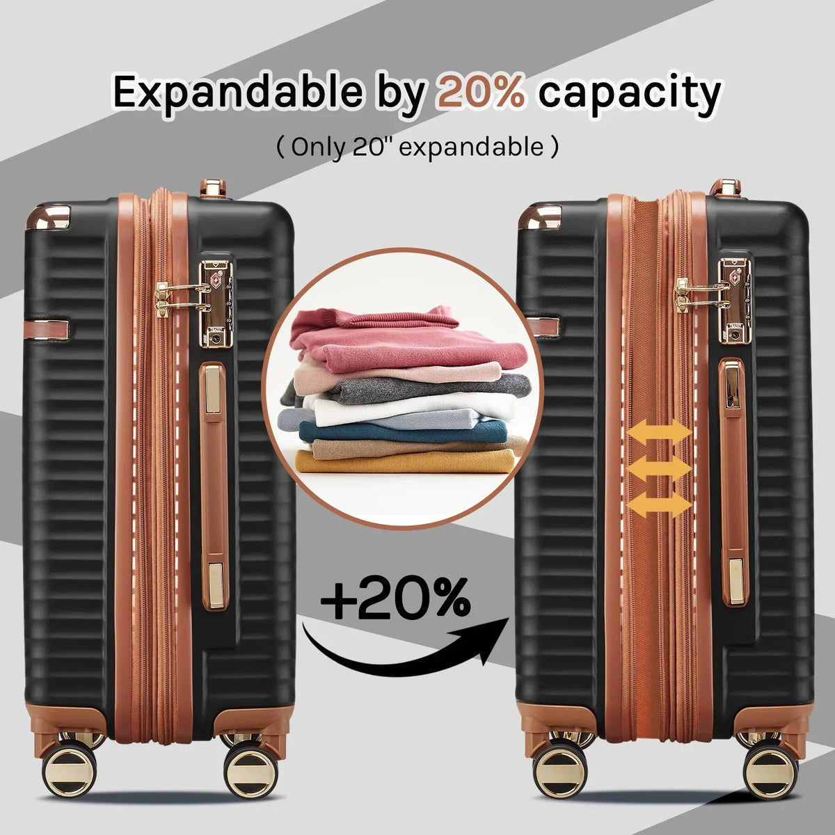 2026 NewJoyway 3-Piece Carry-On Luggage Set with Swivel TSA Lock and Leather Carry Bag