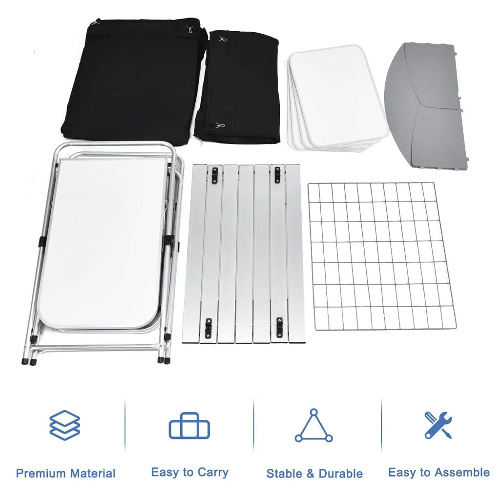 2026 NewGoplus Folding Portable Aluminum Camping Grill Table w/ Storage Organizer Windscreen Black