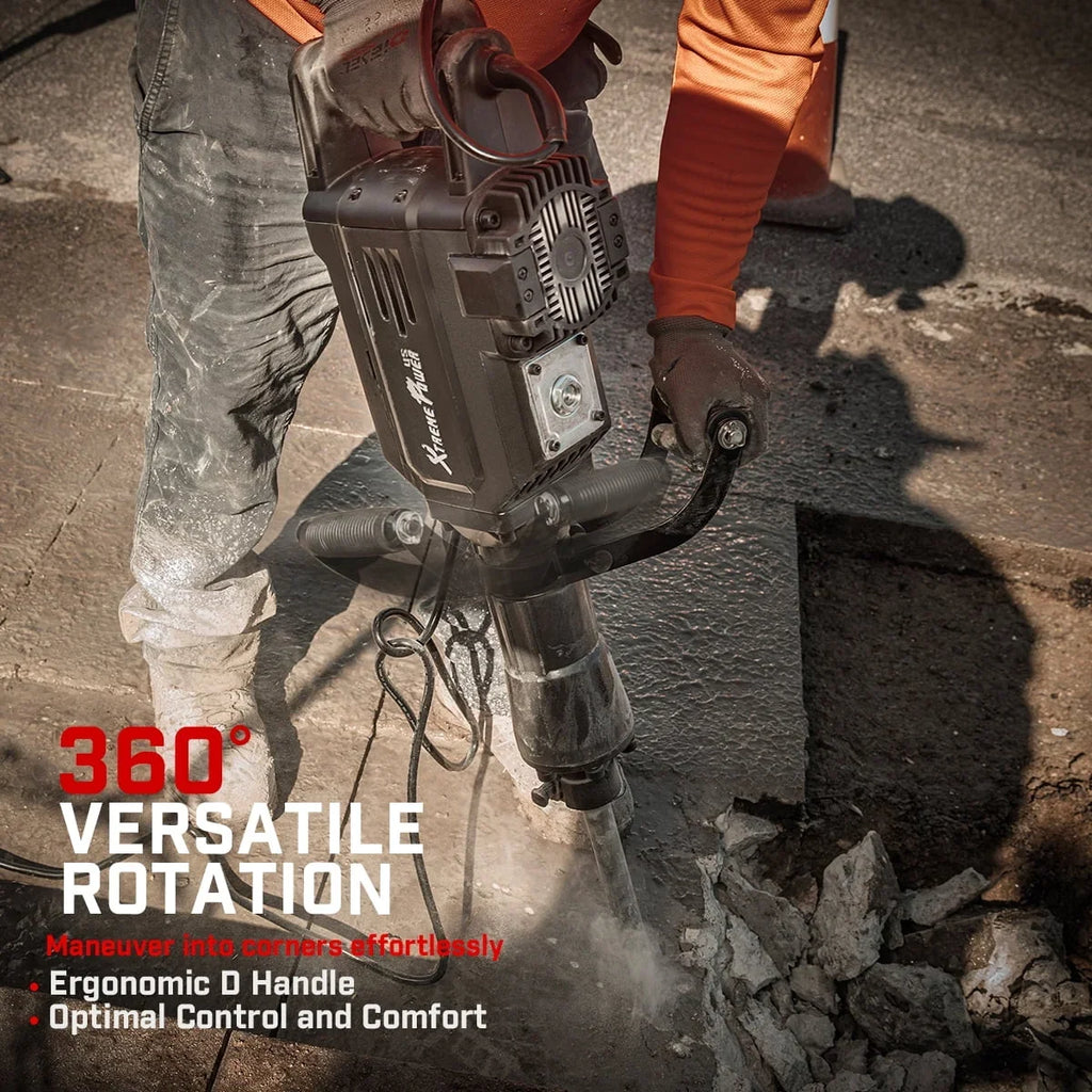 2026 NewXtremepowerUS Demolition Jack Hammer Heavy Duty, 3600W Electric Jackhammer 1900BPM Power Drill Concrete Breaker Bar Point & Chisel Bits Chisel Set