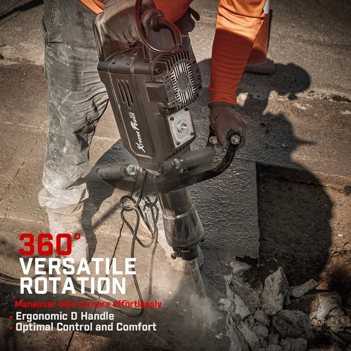 2026 NewXtremepowerUS Demolition Jack Hammer Heavy Duty, 3600W Electric Jackhammer 1900BPM Power Drill Concrete Breaker Bar Point & Chisel Bits Chisel Set