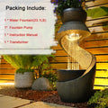 2026 NewOutdoor Water Fountain Modern Curved Waterfall S-Shaped Freestanding Fountain with Bowl Planter for Patio Deck Garden Yard Home Decor