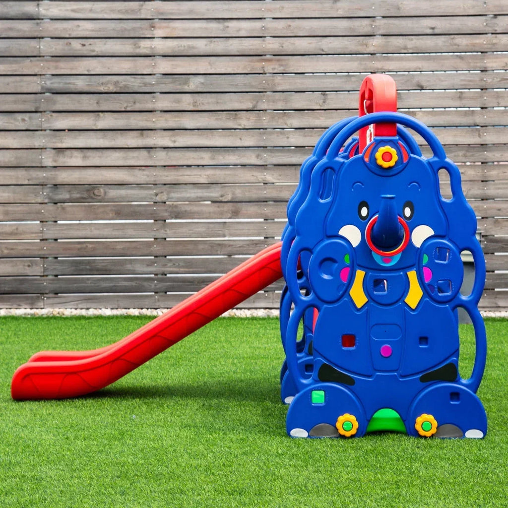2026 NewCostway 3 in 1 Junior Children Climber Slide Swing Seat Basketball Hoop Playset Backyard