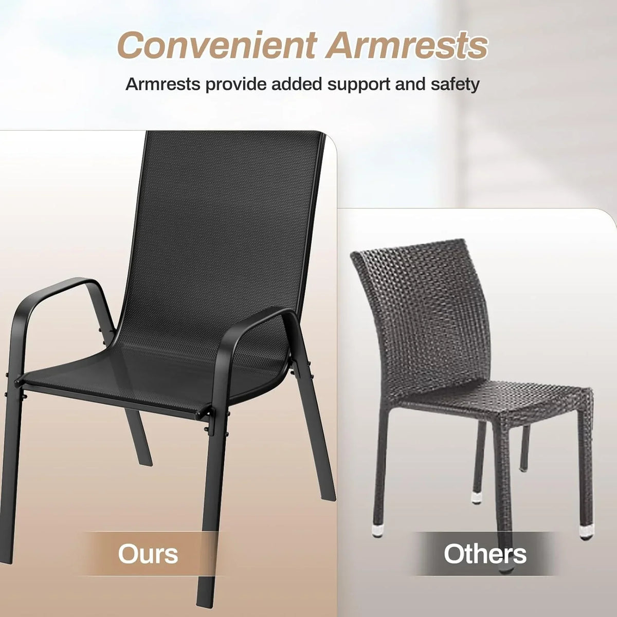 2026 NewPirecart Set of 4 Patio Dining Chairs, Textilene Outdoor Stacking Chairs for Poolside, Backyard, Garden