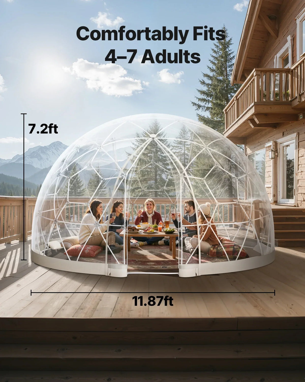 2026 NewVEVOR Garden Dome Tent, 12 x 7.2 ft Outdoor Clear Bubble Tent for 4-7 Person, Weatherproof Geodesic Dome Greenhouse with Window, PVC Igloo Tents for Backyard Patios Camping Party Wedding