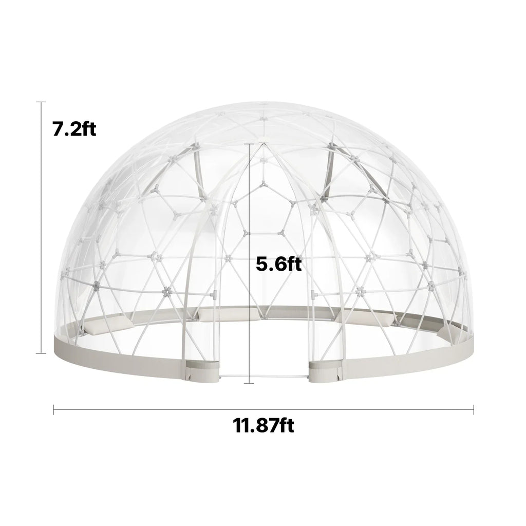 2026 NewVEVOR Garden Dome Tent, 12 x 7.2 ft Outdoor Clear Bubble Tent for 4-7 Person, Weatherproof Geodesic Dome Greenhouse with Window, PVC Igloo Tents for Backyard Patios Camping Party Wedding