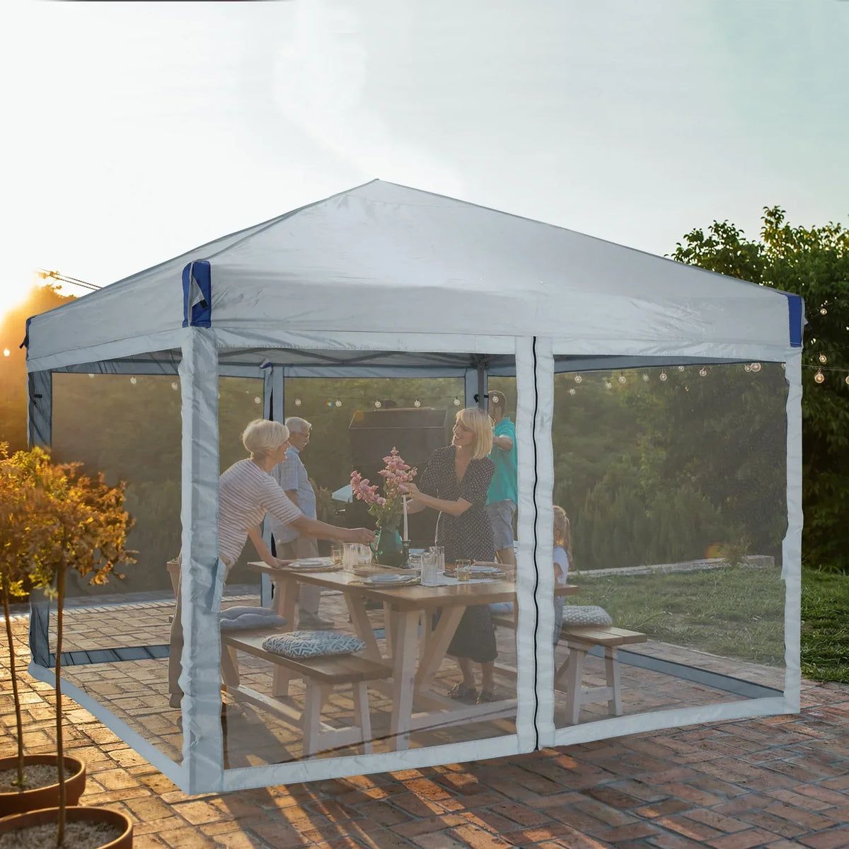 2026 NewAoodor 12'x12' Pop Up Canopy with Removable Mesh Sidewalls, Outdoor Portable Instant Shelter Tent-Black