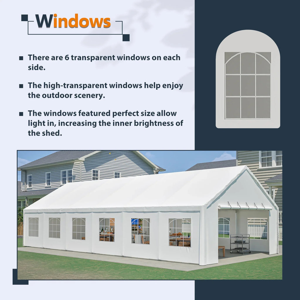 2026 New20x40 FT Heavy-Duty Party Tent with 3 Storage Bags - Large Waterproof Wedding Event Shelter for Removable Sidewalls & Zipper Door - Outdoor Commercial Tent for Parties Carport Camping BBQ Garden