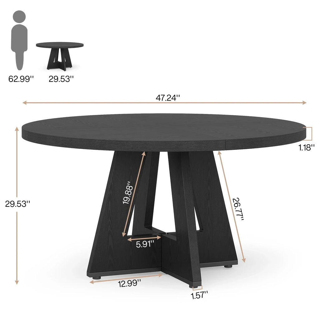 2026 NewTribesigns Round Dining Table for 4, Grey Kitchen Table 47 Inch Farmhouse Wood Kitchen Dinning Table for Kitchen Living Room