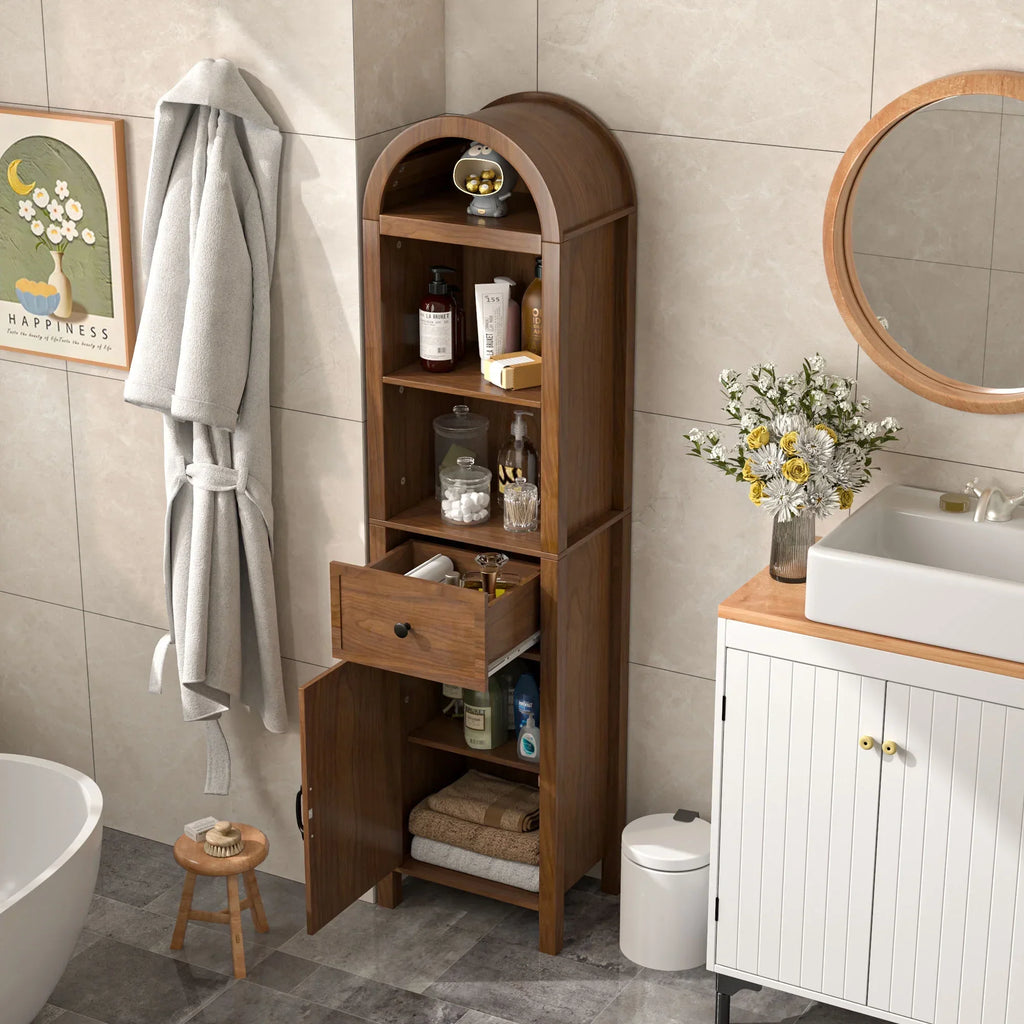 2026 NewFiogmub Tall Bathroom Storage Cabinets with Doors and Shelves, Narrow Tall Linen Cabinet with Drawer