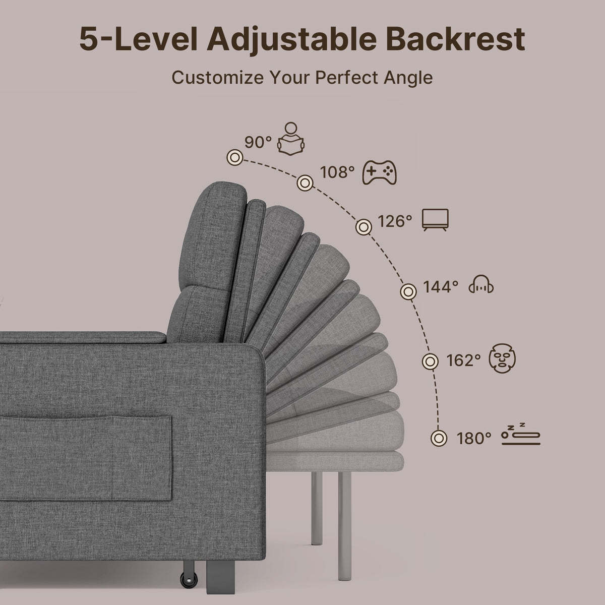 2026 NewSofa Bed, Lofka 3-in-1 Convertible Sleeper Sofa with Storage, Adjustable Backrest & Pull Out Function - Sleeper Chair for Small Space, Apartment, Dark Grey