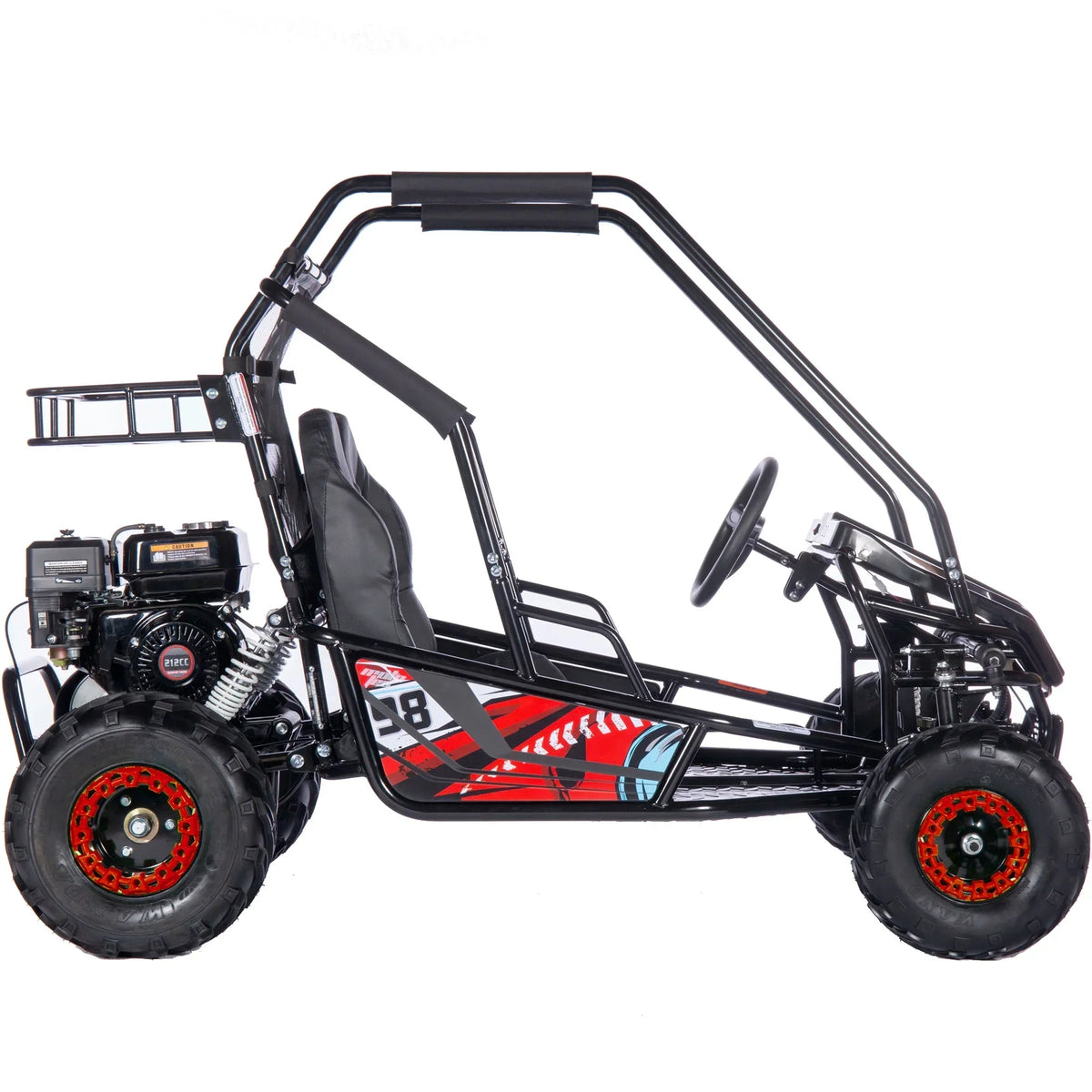 2026 NewMotoTec Mud XL 212cc 2 Seat Go Kart Full Suspension Blue