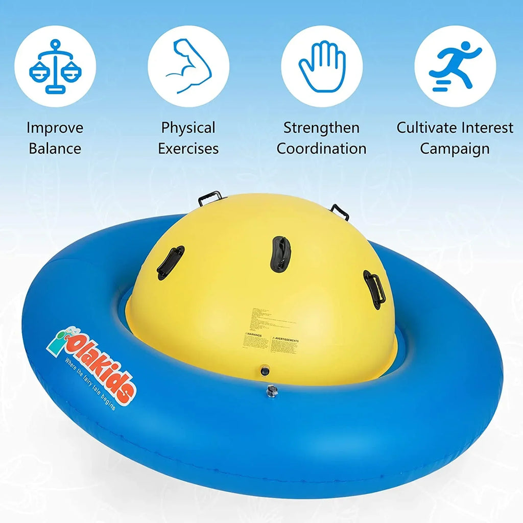 2026 NewOLAKIDS 8FT Inflatable Dome Rocker Bouncer, Outdoor Kids Giant Roll and Play Seesaw Rocker with 6 Secure Handles, Max Weight 250 LBS, Toddlers Climbing Toy Backyard Play Center Equipment