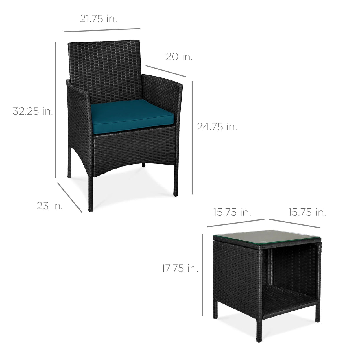2026 NewBest Choice Products 3-Piece Outdoor Wicker Conversation Patio Bistro Set, w/ 2 Chairs, Table - Gray/Navy